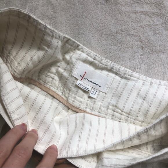 Anthropologie Palm Belt Linen Wide Leg Crop Pants - Picture 4 of 5